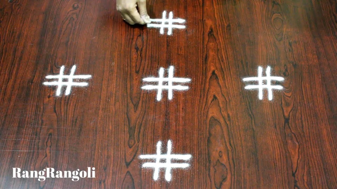 Easy Geethala Muggulu | Simple Padi kolam | Lines Rangoli | RangRangoli