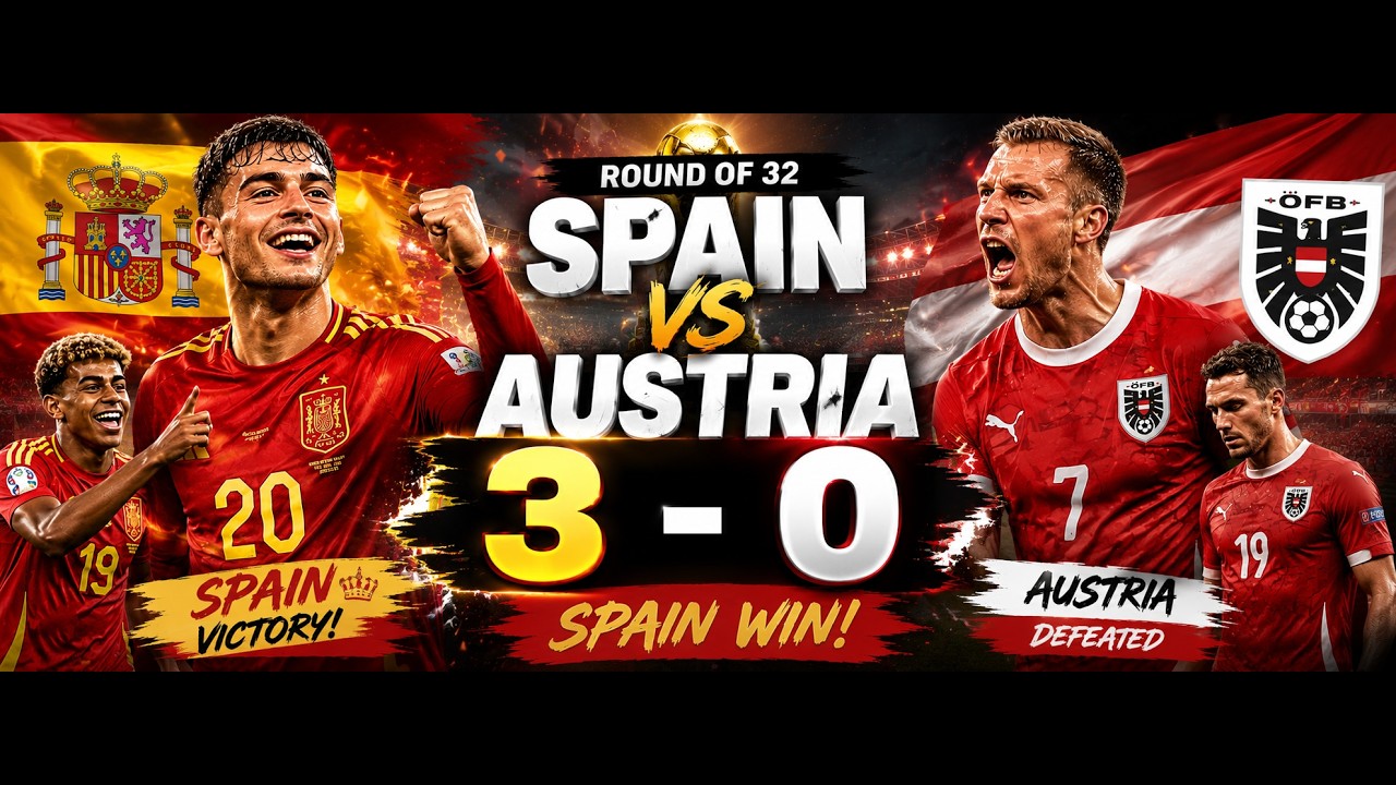 Spain vs Austria 3-0 Highlights -  Round of 32 | All Goals & Highlights
