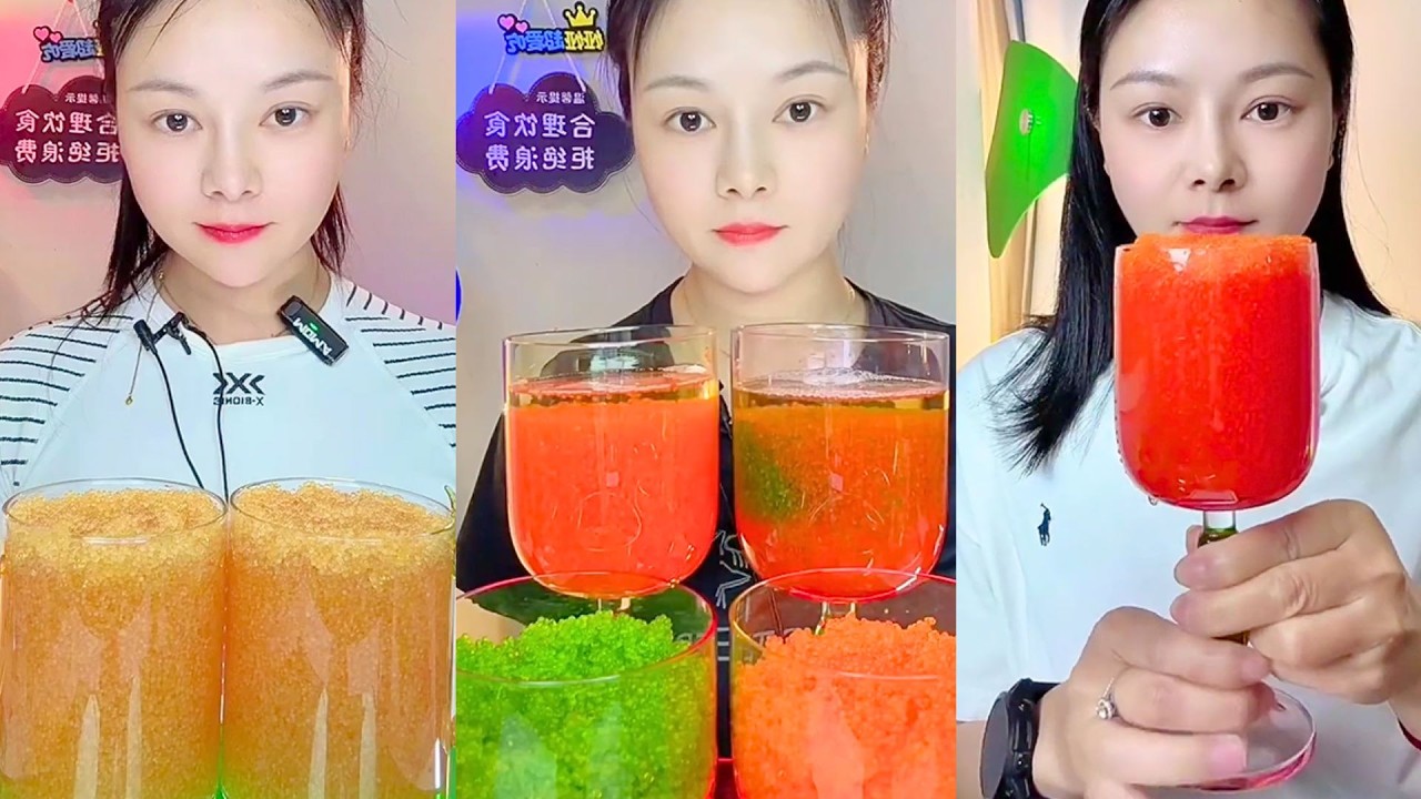 Colorful Jelly Drinks and Red Popsicle with Layered Dessert Textures