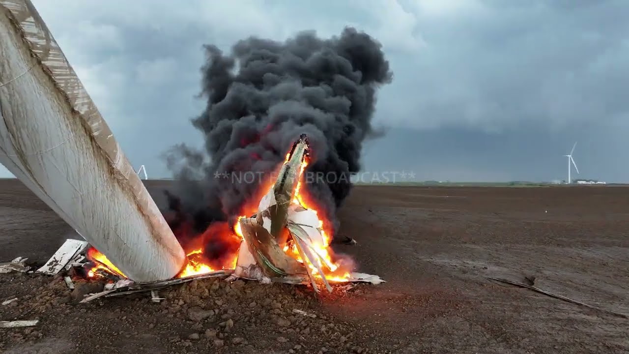 Iowa Windfarm ripped apart by Greenfield Tornado