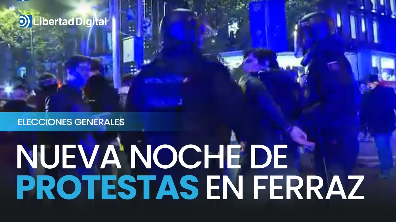 Nueva noche de protestas en Ferraz con diez detenidos y cinco heridos