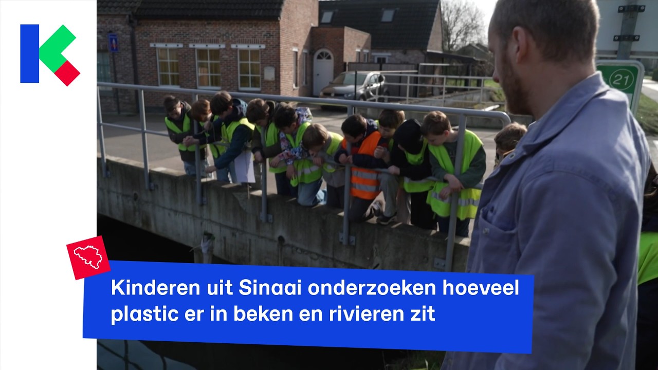 Kinderen uit Sinaai onderzoeken hoeveel plastic er in beken en rivieren zit