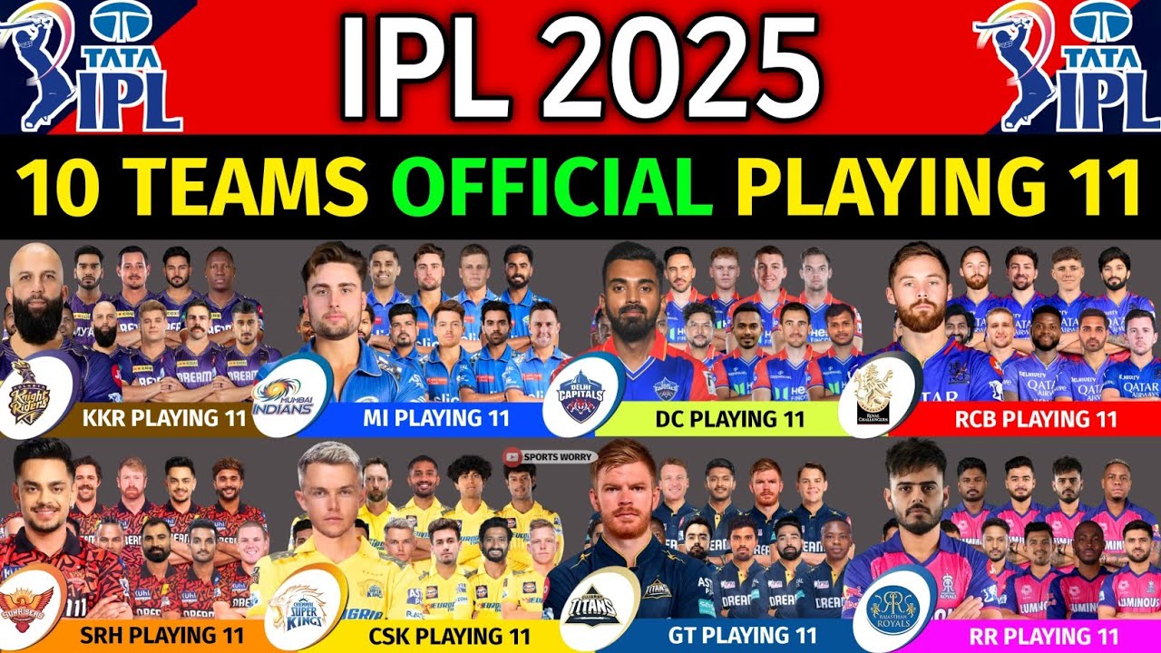 IPL 2025 — все команды, новые 11 игроков | финал всех команд, играющие 11 игроков IPL 2025 | IPL ...