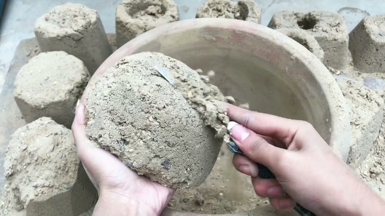Golden sand dry floor /clay pot/water pool crumbling super satisfying crumbling video must watch 💞