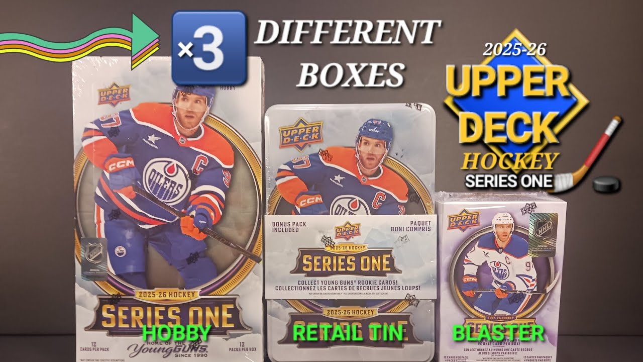 BREAKING 3 DIFFERENT BOXES OF 2025-26 UPPER DECK SERIES ONE HOCKEY HOBBY, RETAIL TIN & BLASTER BOX