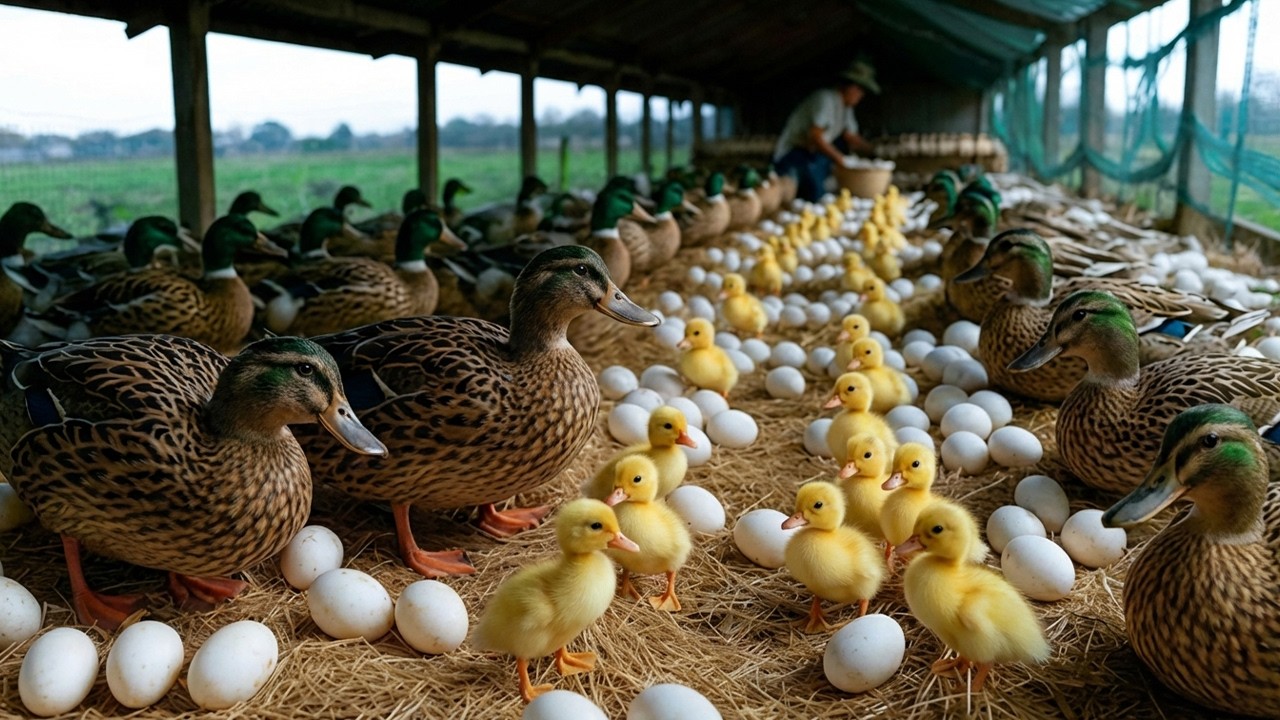 Duck Farming Full Process – Raising Ducks for Eggs & Meat | Life on a Poultry Farm 🦆🥚