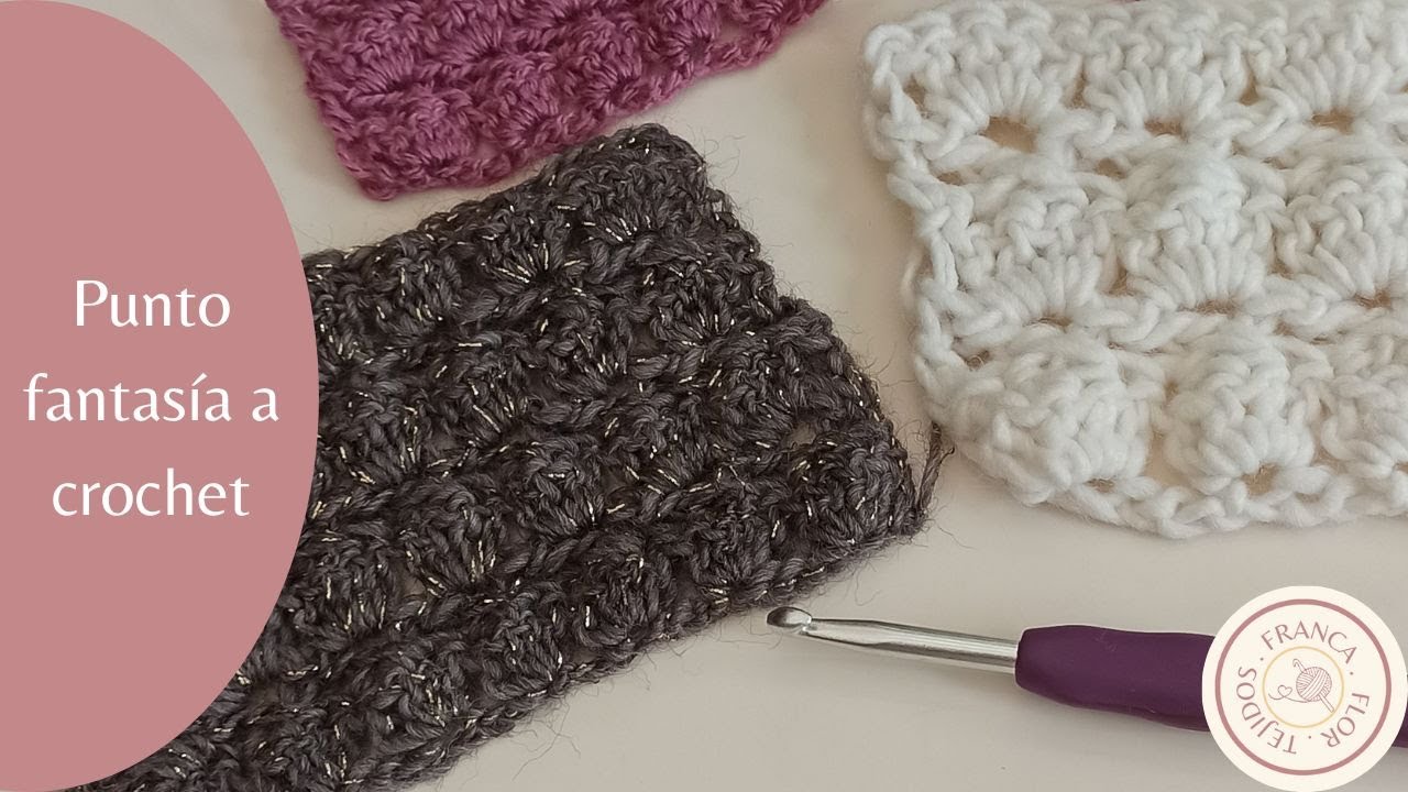 Punto fantasía con abanicos en crochet.