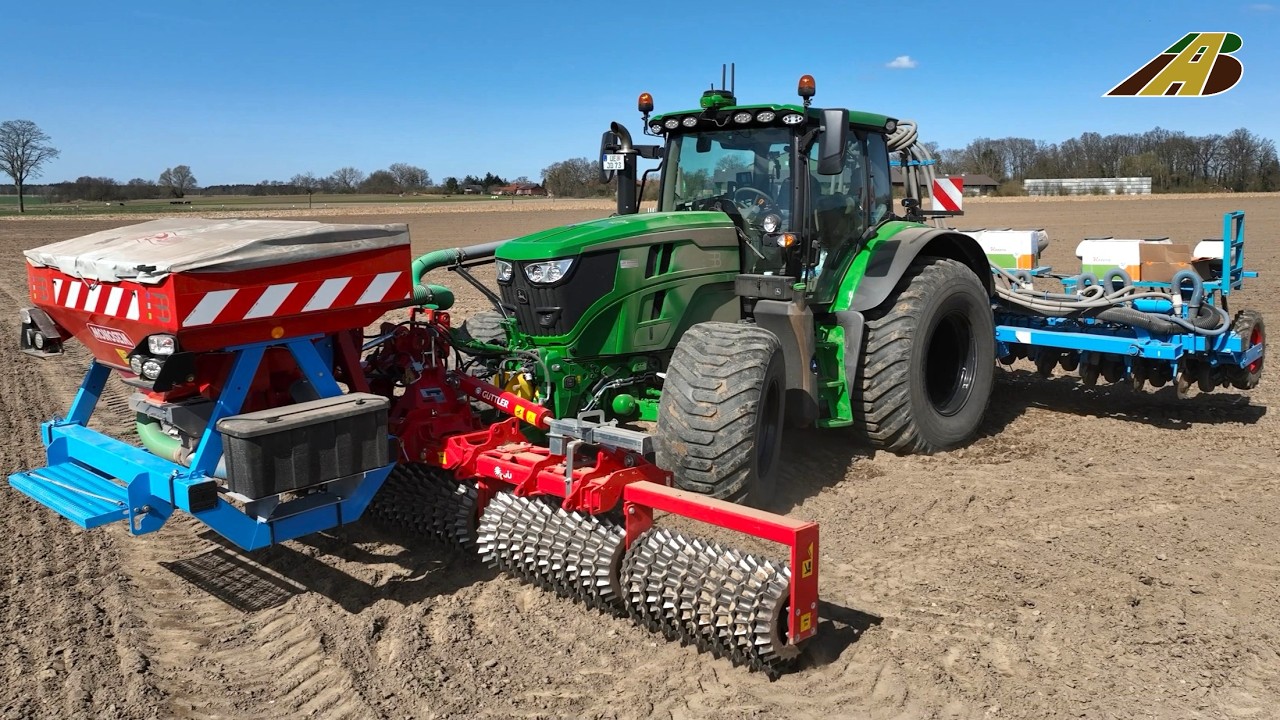 Frühjahrsbestellung - Bodenbearbeitung & Zwiebeln säen mit John Deere Traktoren | Landwirtschaft 4.0