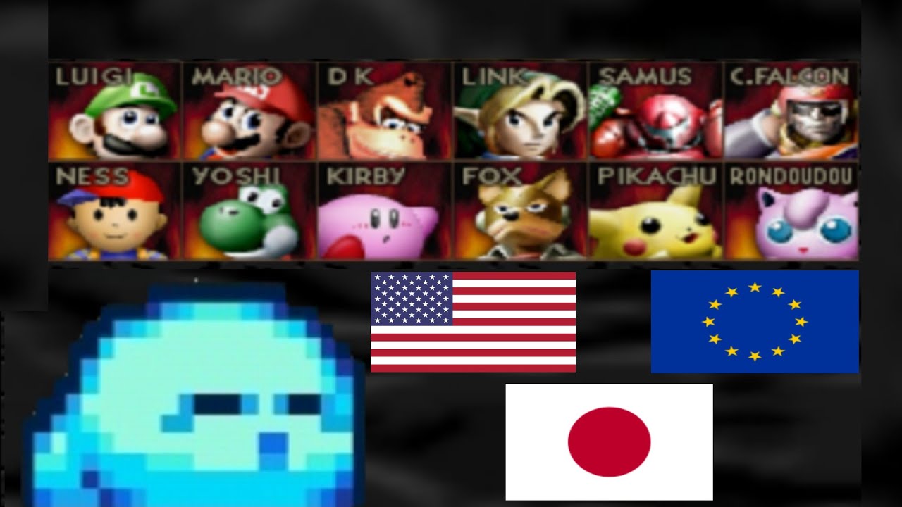 super smash bros 64, all languages Comparisons(EN, EU, JP)/任天堂全星スマブラ64,全言語 比較(亜米利加, ヨーロッパ, 日本)