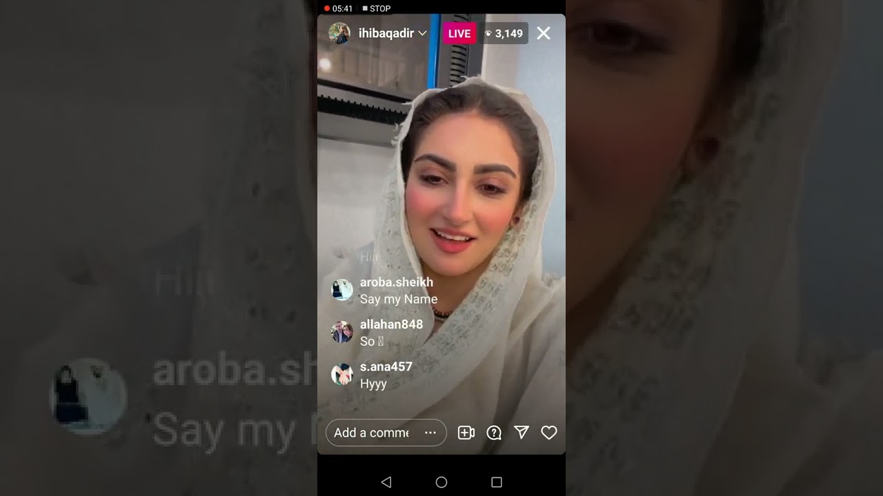hiba bukhari and Arez Ahmad live on Instagram