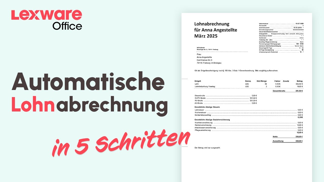 Lohnabrechnung in 5 Schritten mit Lexware Office Lohn (Standard)