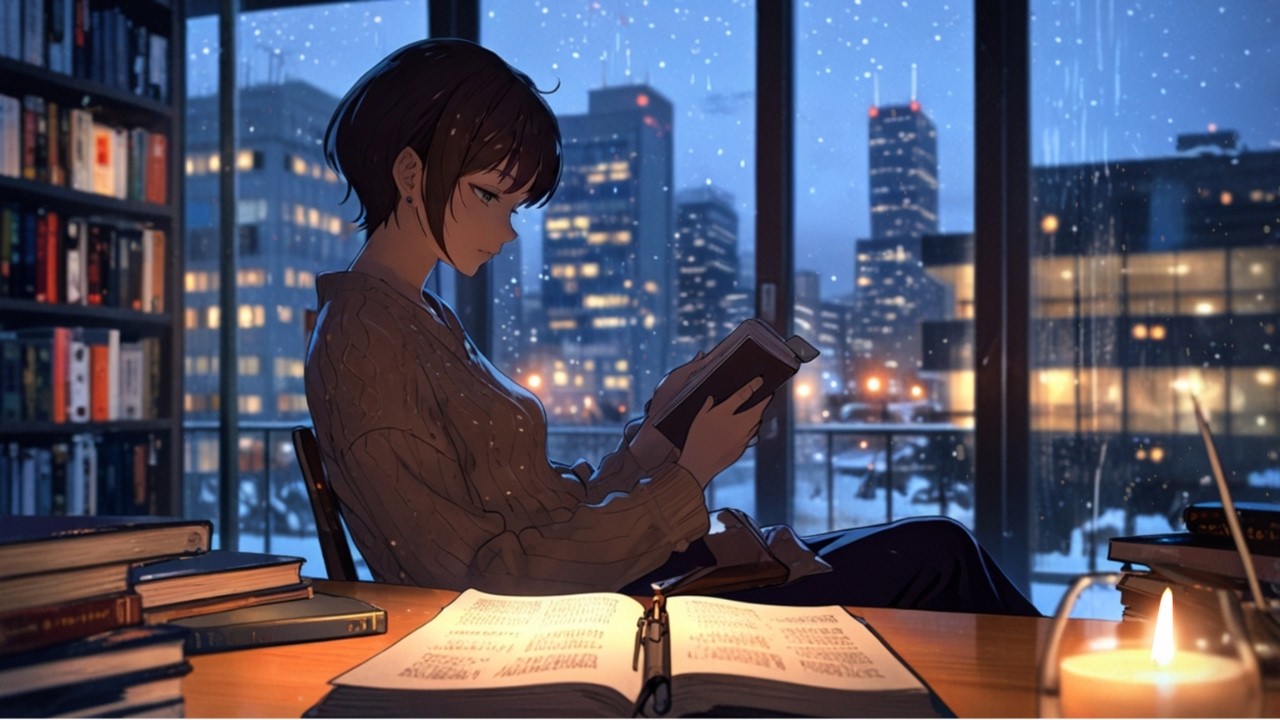 Calm Night Guitar for Relaxation | Reading by the Window on a Snowy Night