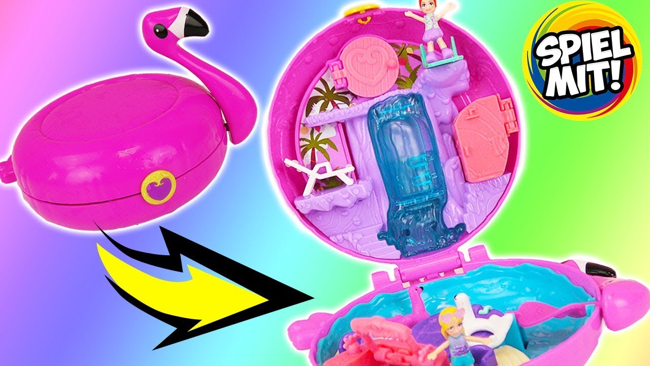 POLLY POCKET Flamingo Floatie | Schwimmbad Pool & Puppen Welt für Miniature dolls Spiel mit deutsch