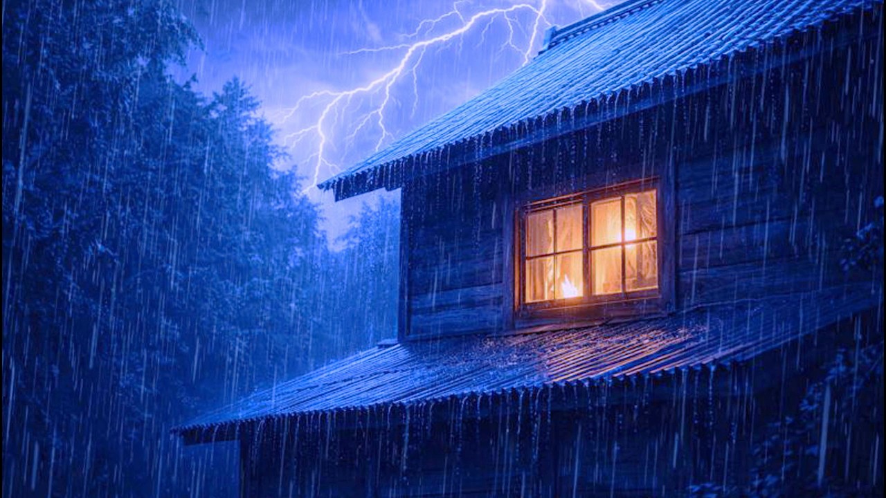 Just 3 Minutes to Fall Asleep Fast  Night Thunderstorm, Heavy Rain, Mighty Thunder