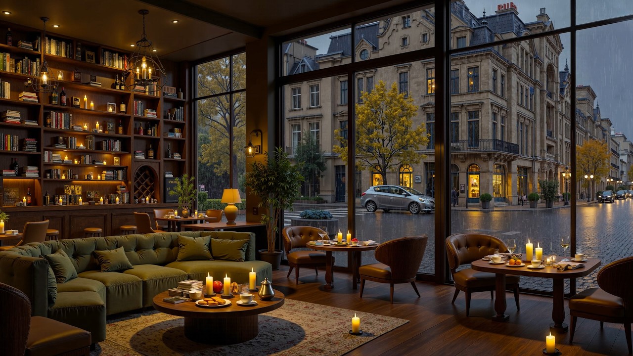 Rain Slows the Street Outside a Quiet Café | Late-Night Jazz, Soft Lights, and Unspoken Thoughts