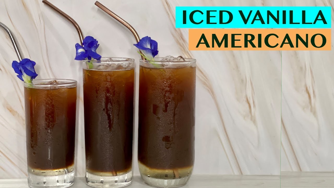 ICED VANILLA AMERICANO USING ESPRESSO SHOTS:  RECIPES FOR 12, 16 & 22OZ