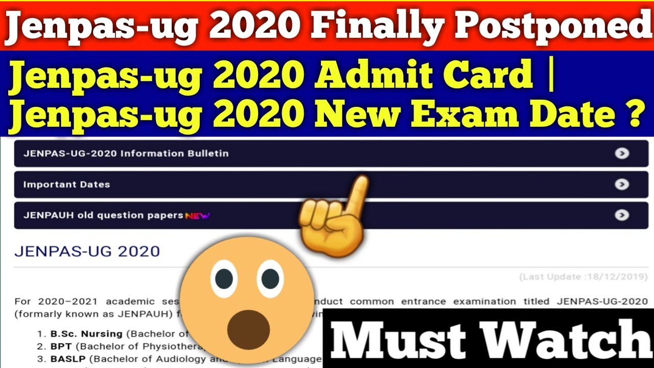 Jenpas-ug 2020 Finally Postponed || jenpas-ug 2020 || jenpauh 2020 || jenpas-ug 2020 admit card