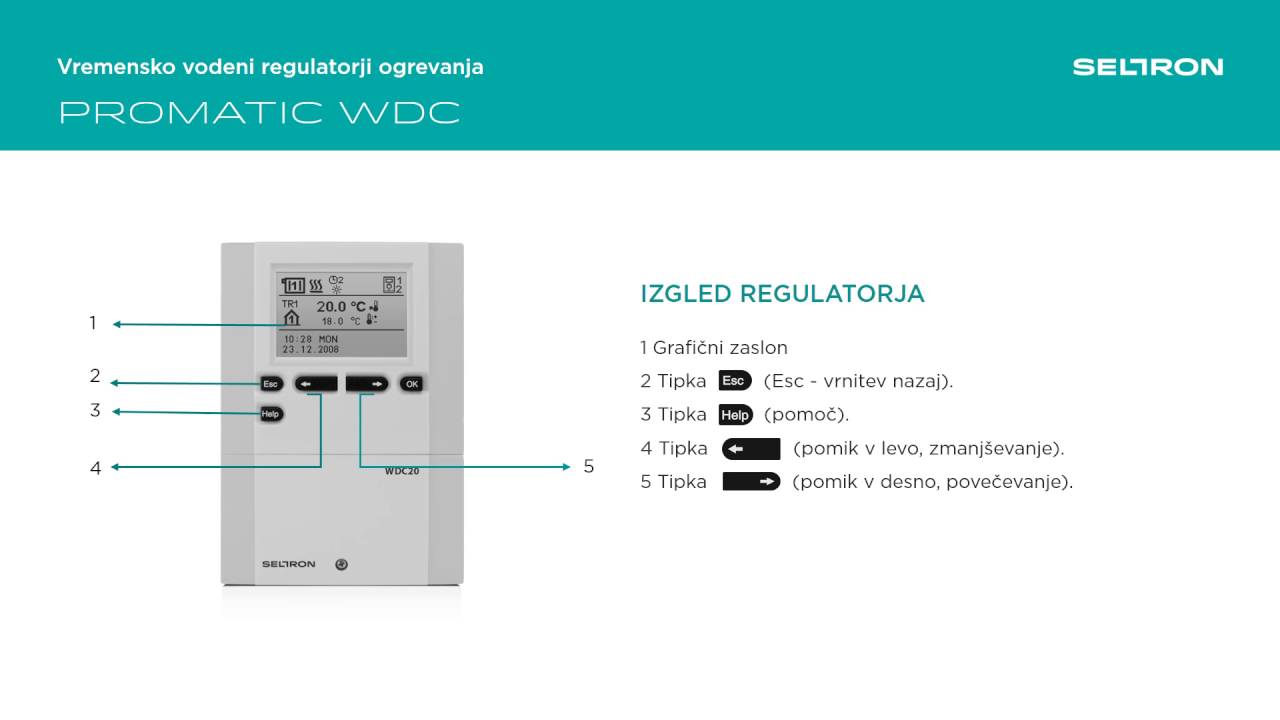 Seltron Promatic WDC regulator ogrevanja - upravljanje