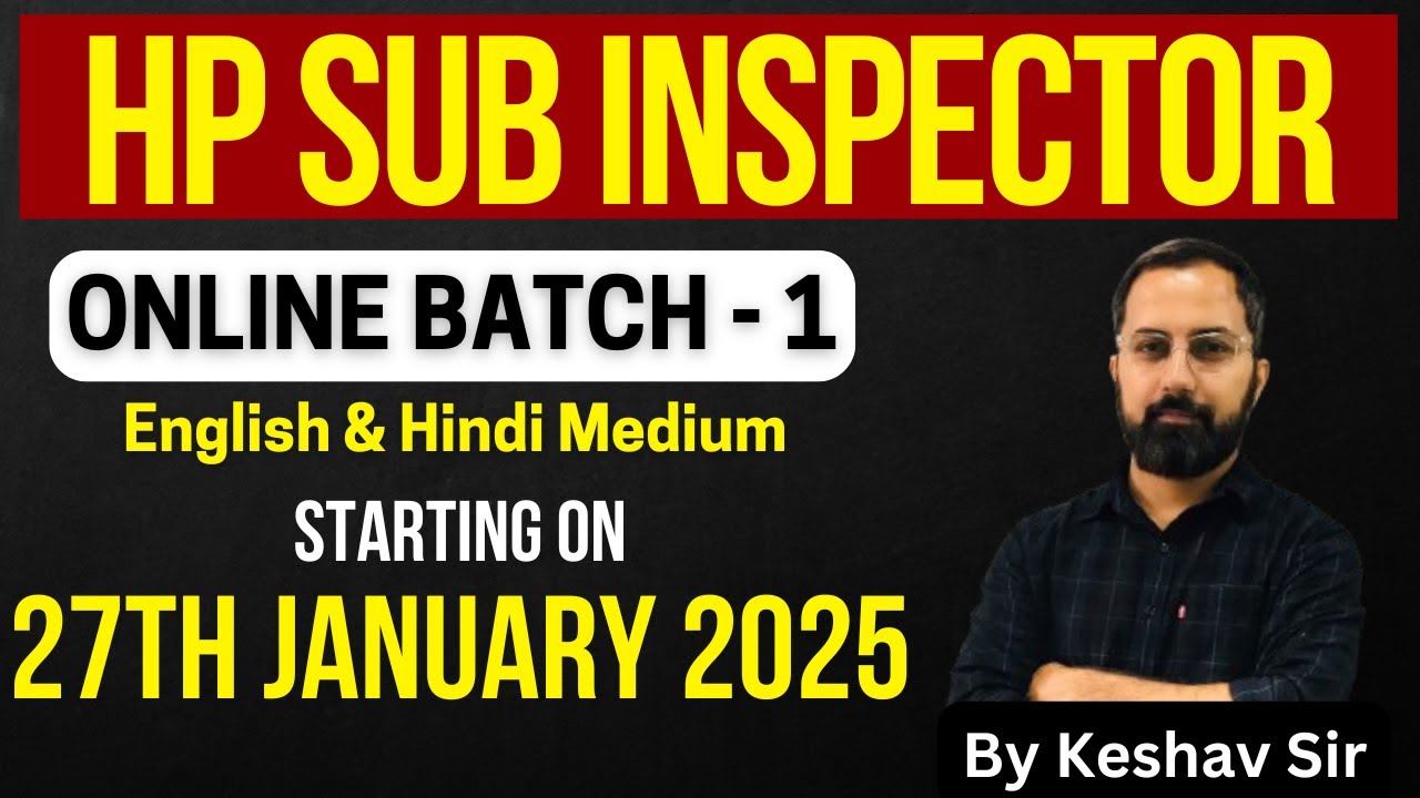 HP Sub Inspector 2025  |Online Batch -1 | Starting on 27th January 2025 #hpsi #hppolice #hprca