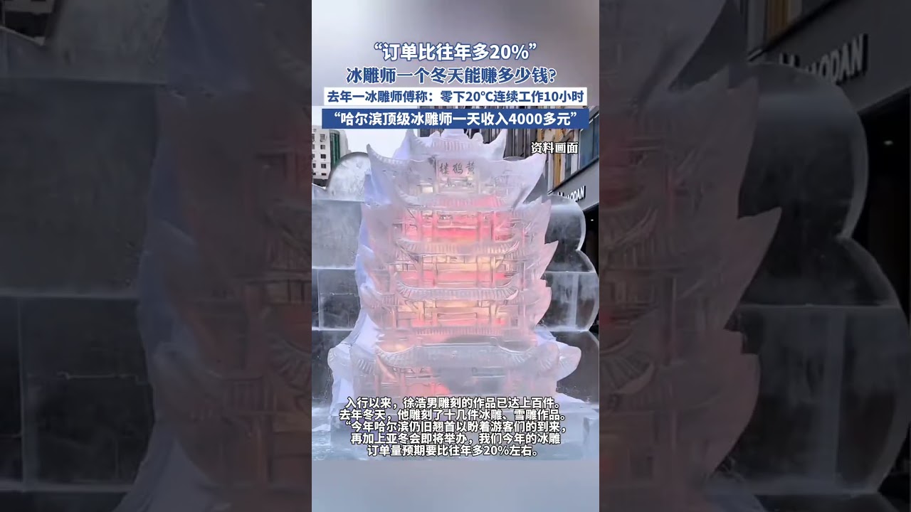 &ldquo;訂單比往年多20%&rdquo;，冰雕師一個冬天能賺多少錢？#哈爾濱 #冰雕