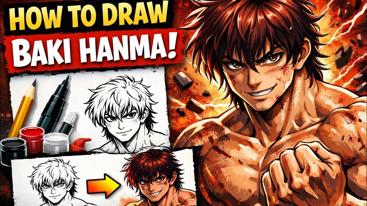 How to Draw Baki Hanma Easy Step by Step | Baki Anime Sketch Tutorial | Amun's Art