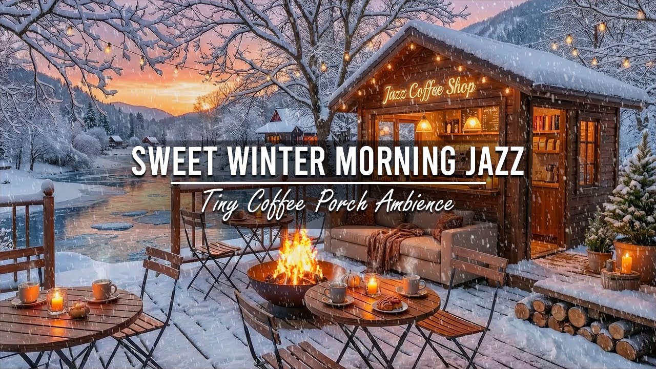 Sweet Winter Morning Jazz at Tiny Coffee Porch Ambience ❄ Jazz Relaxing Music for Studying, Working