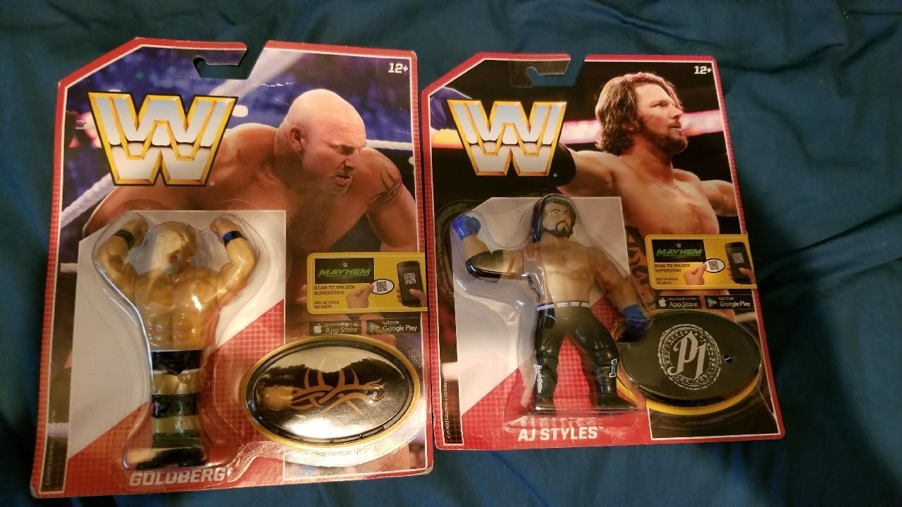 WWE Mayhem - Goldberg and AJ Styles Figurines