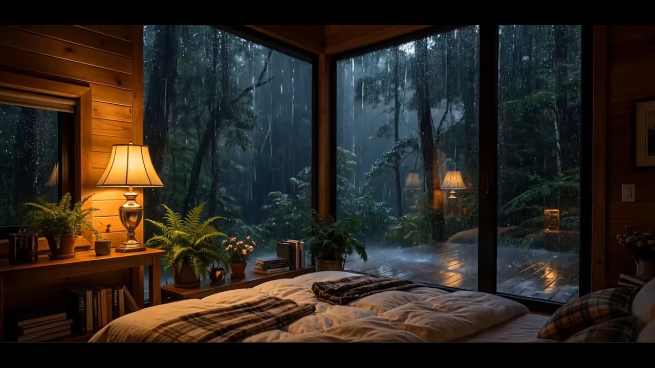 Звук дождя вне кабины в лесу 🌧️ 10 часов дождя ASMR для глубокого сна