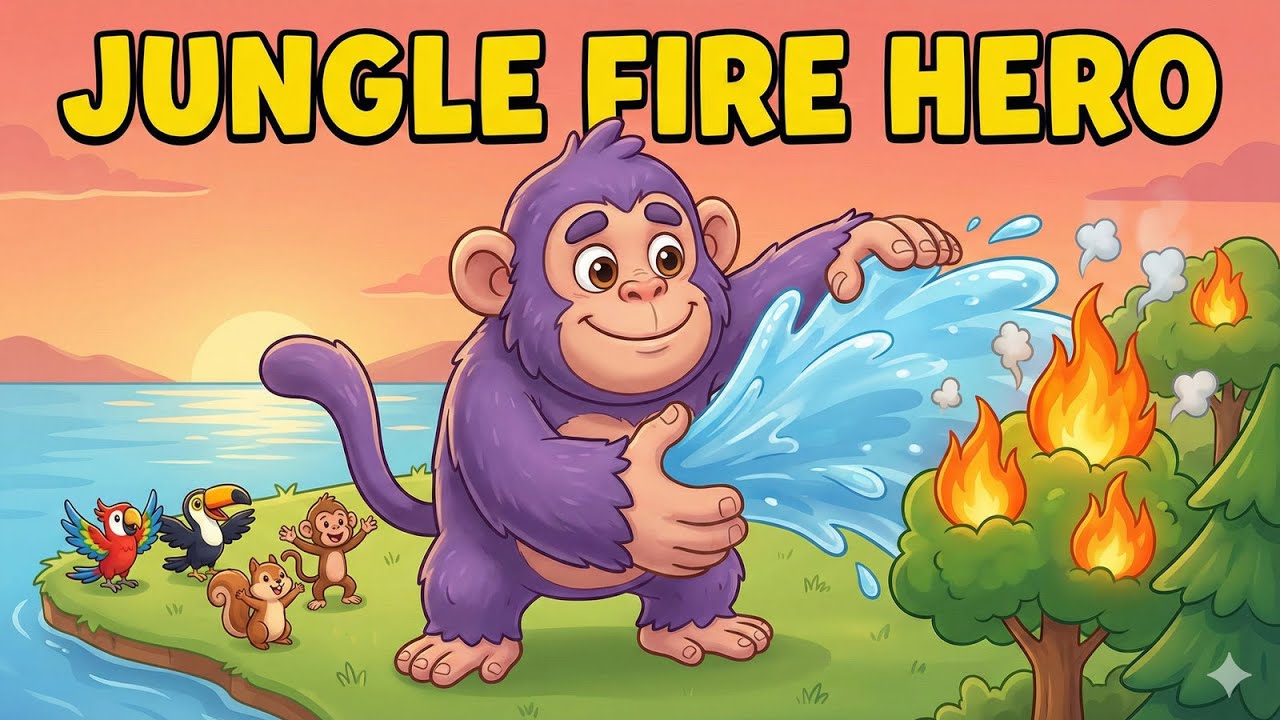 Giant Monster Monkey Saves the Jungle from a HUGE Fire 🌋🐵 | Kids Jungle Show