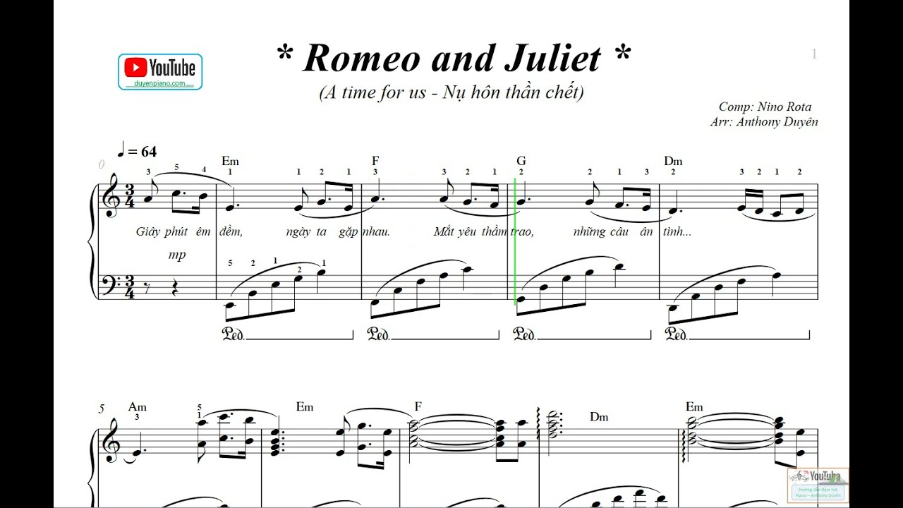 Romeo and Juliet - sheet piano free