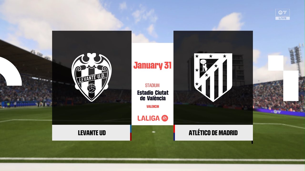 Levante UD vs Atletico Madrid La Liga 2026 Prediction Round 22 Full  Gameplay [PS5]