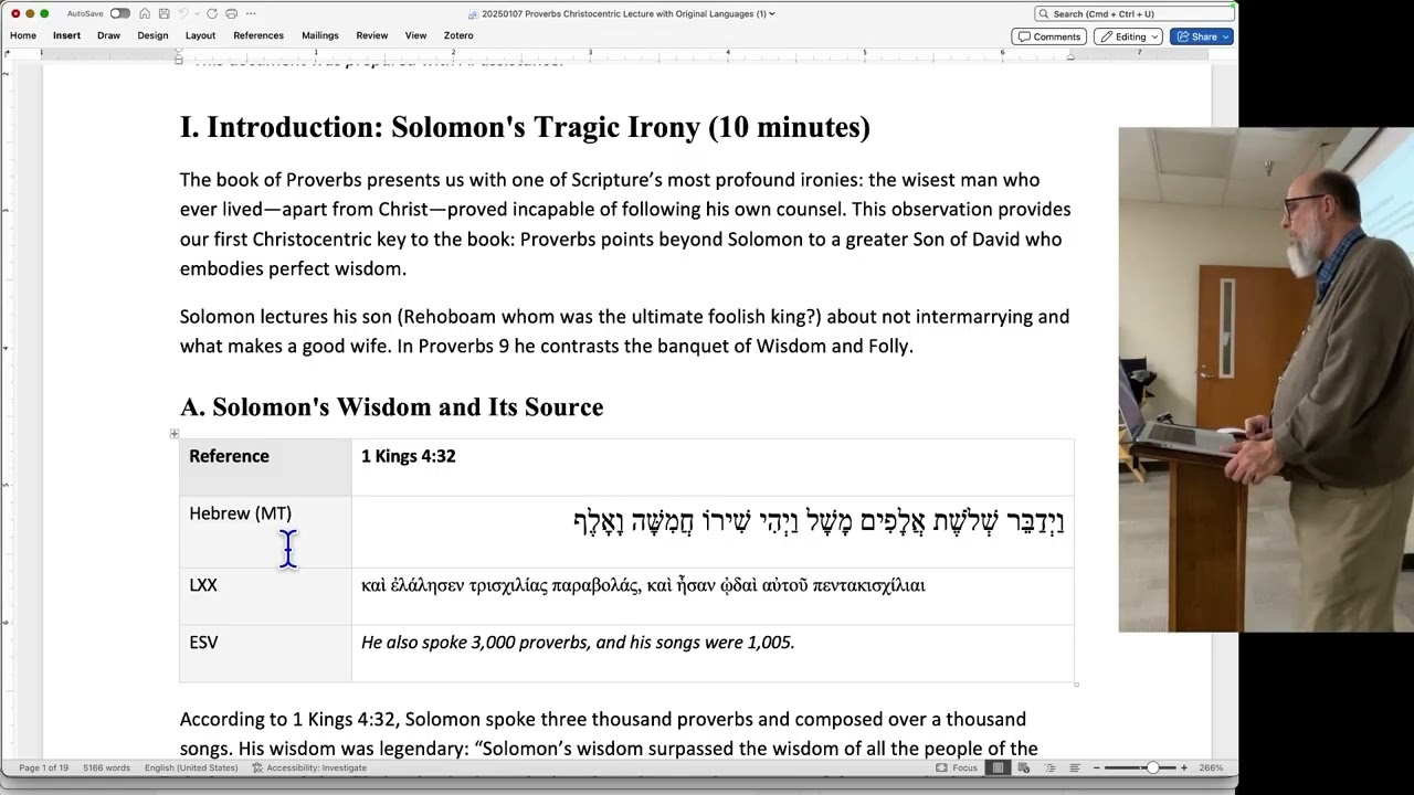 Proverbs & Wisdom Literature: A Christocentric Study | Solomon vs. Jesus | Biblical Studies Lecture