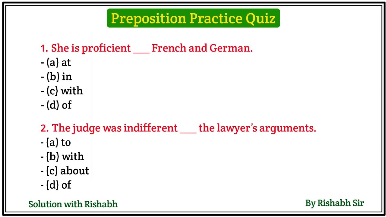 Preposition objective questions | Preposition in english grammar | Prepositions practice exercises
