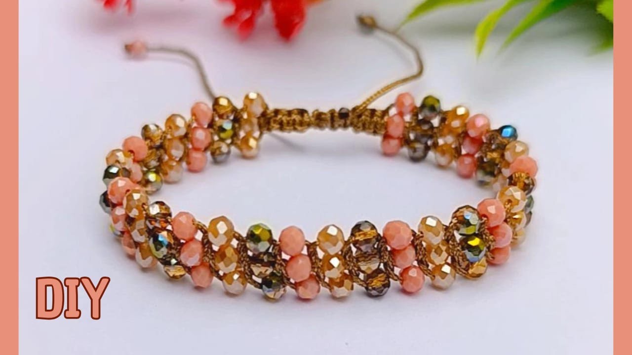 Como hacer pulsera de hilo elegante con cristales  paso a paso / pulseras para vender
