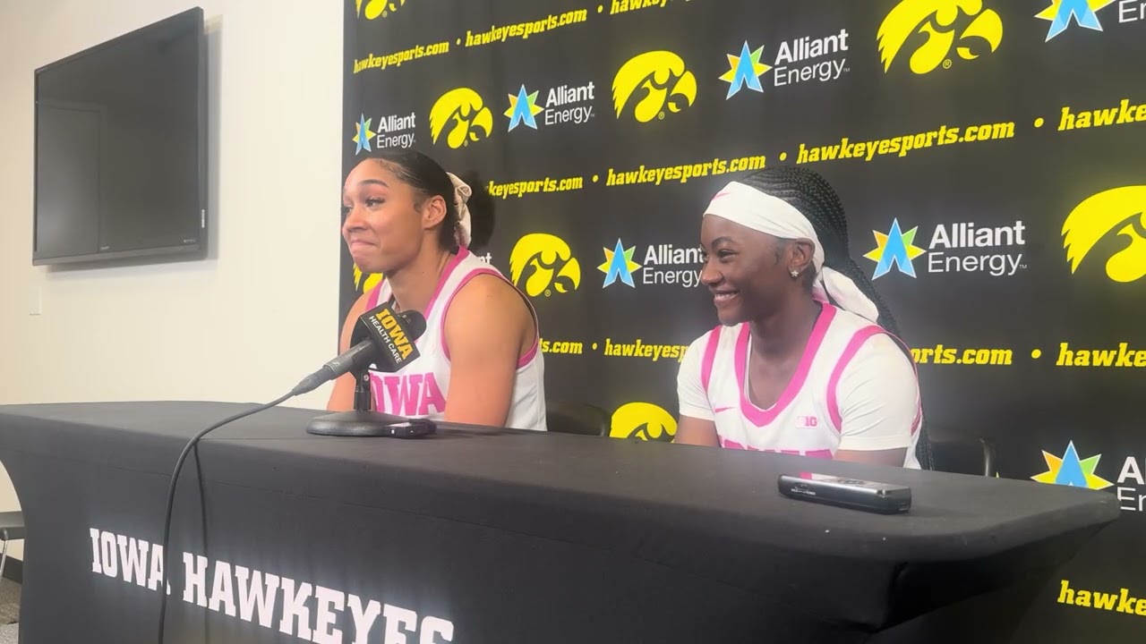 Hear from Hannah Stuelke, Chit-Chat Wright after Iowa women's basketball beats Washington