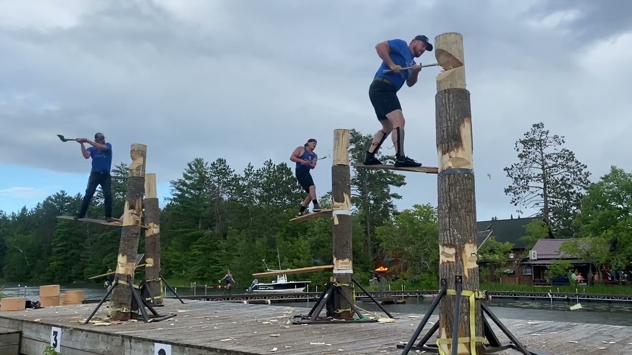 Springboard chop at LWC. Professional timbersports. Matt cogar and a few others.