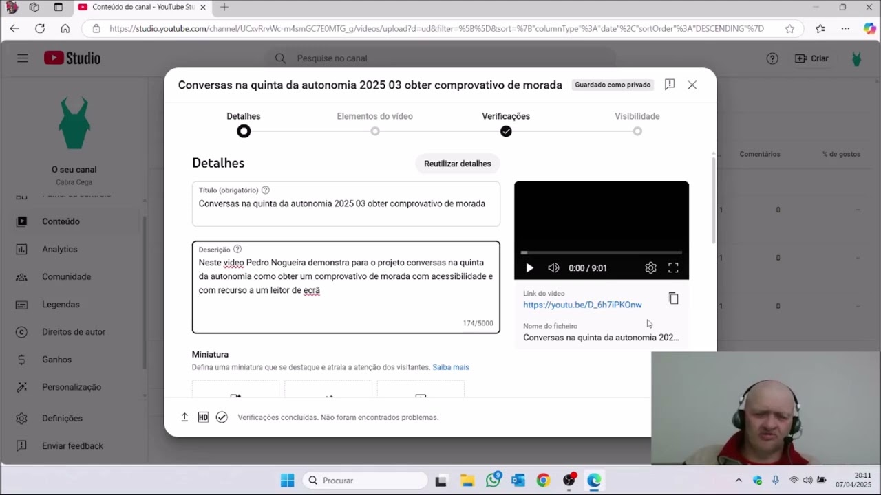 Conversas na quinta da autonomia 2025 04 carregar vídeos no canal do youtube