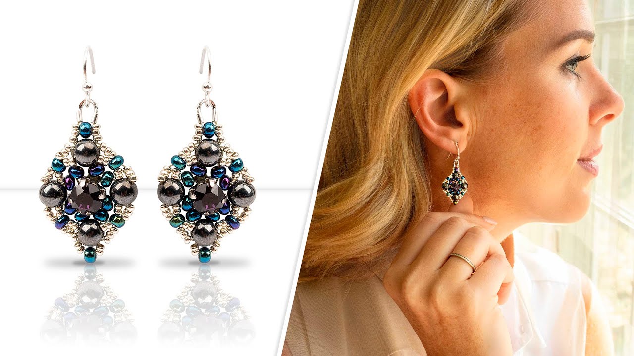 August Chaton Earrings - DIY Jewelry Making Tutorial by PotomacBeads
