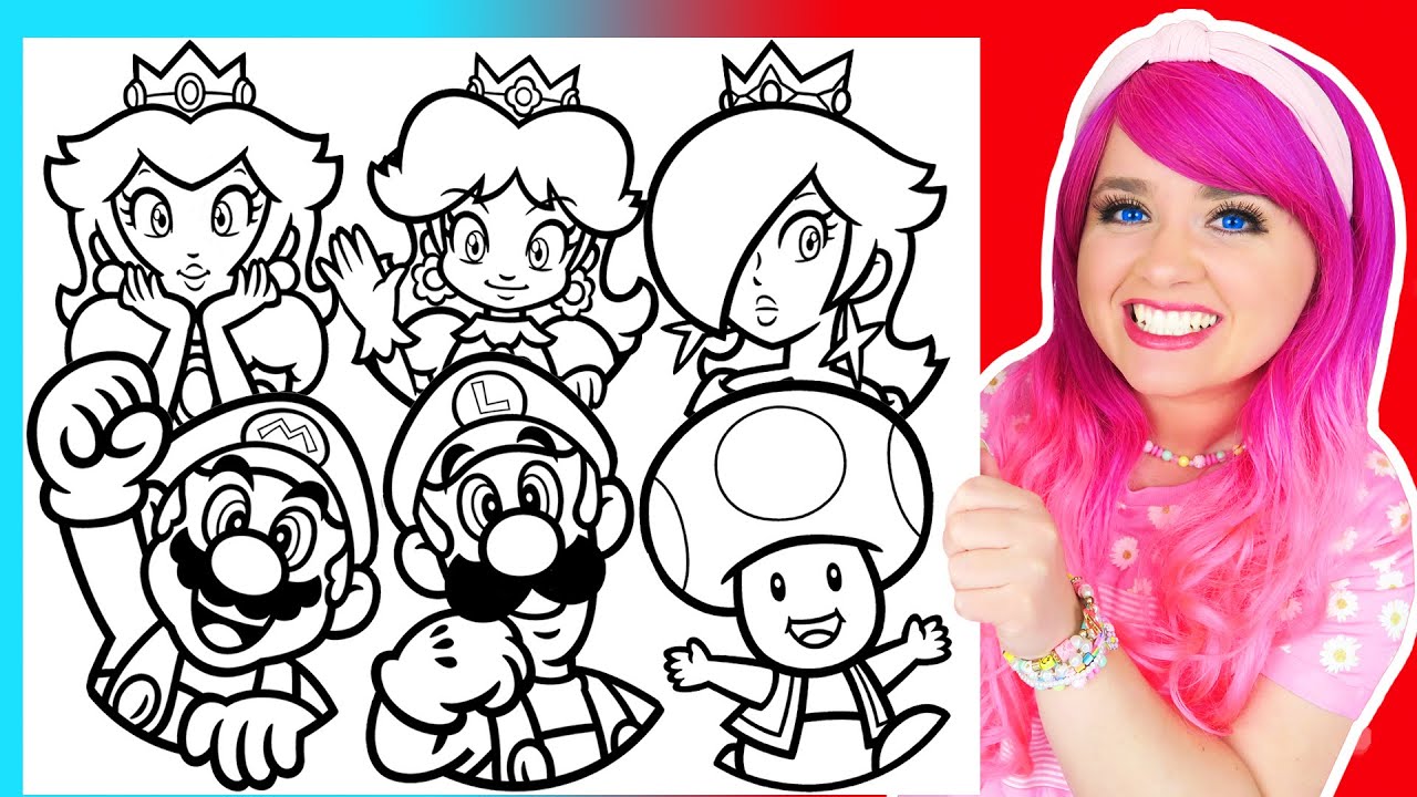 Coloring Super Mario Bros. Coloring Pages | Mario, Luigi, Toad, Peach, Daisy & Rosalina Coloring
