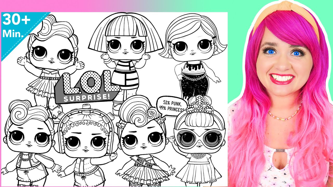 Coloring L.O.L. Surprise! Dolls Coloring Pages | It Baby, Fyre, Beats, DJ, Luxe, Shapes & Miss Punk