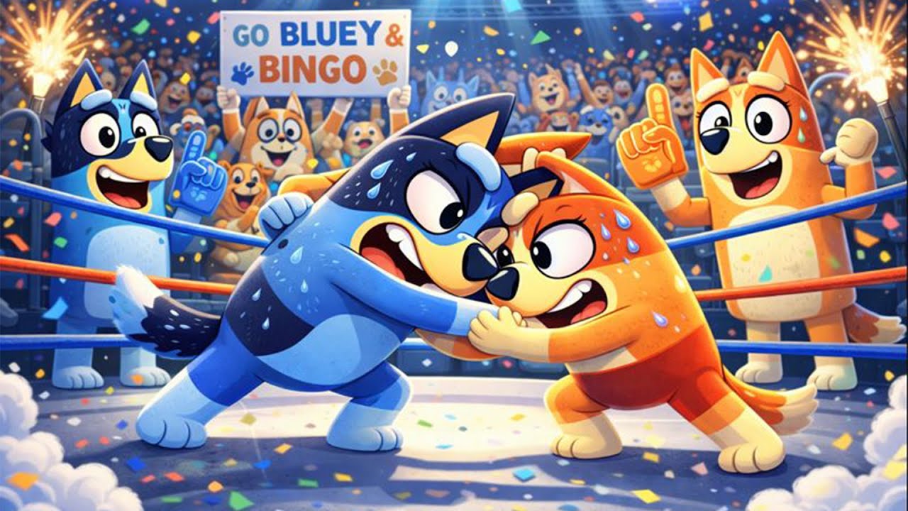 Wrestling Showdown🏆💪Bluey & Bingo Compete for the Title—Parents Cheer Loudly🐾| Funny Bluey Animation