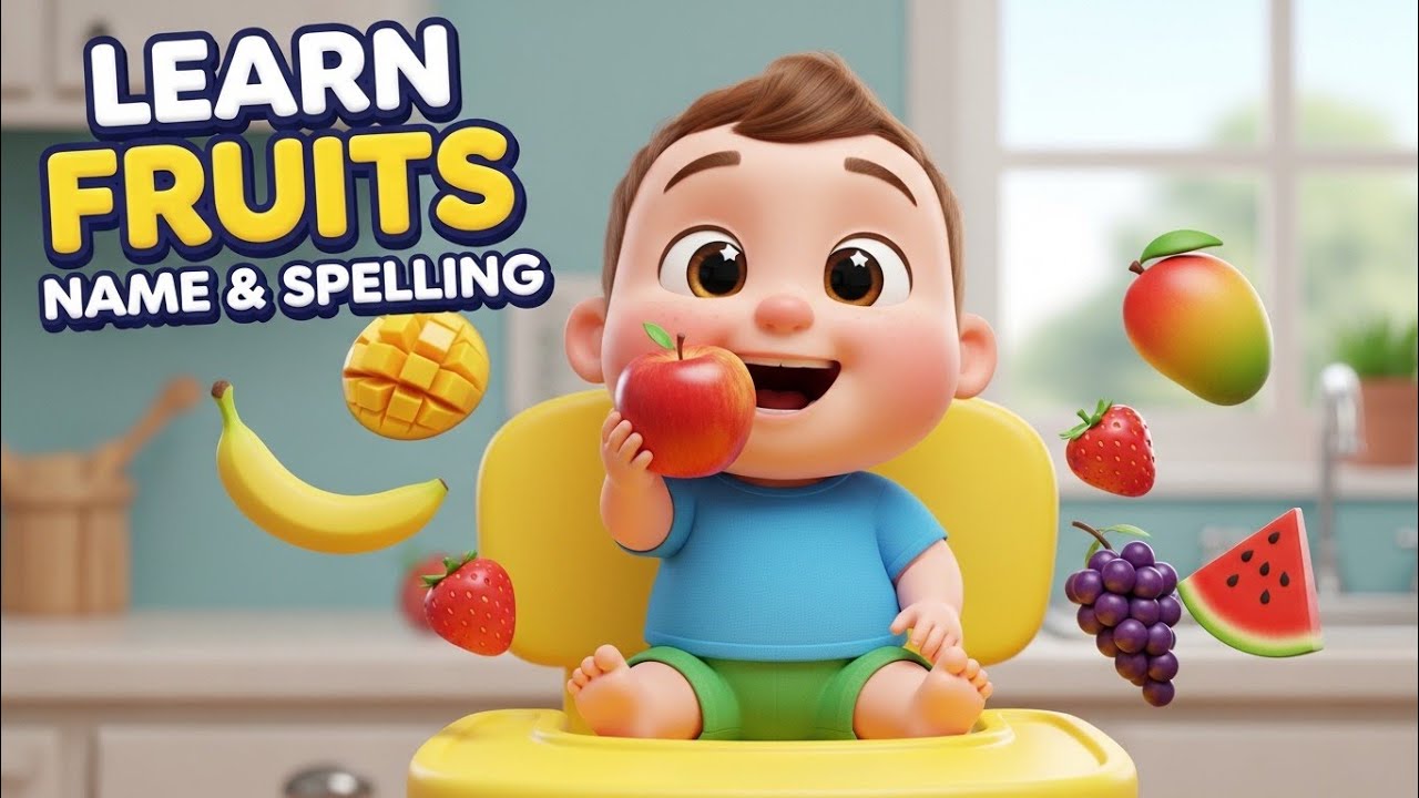 Learn Fruits Name and Spelling 🍎 | Fun Fruit Learning | Nursery Rhymes for Kids 🎵 Kiddie Tunes TV