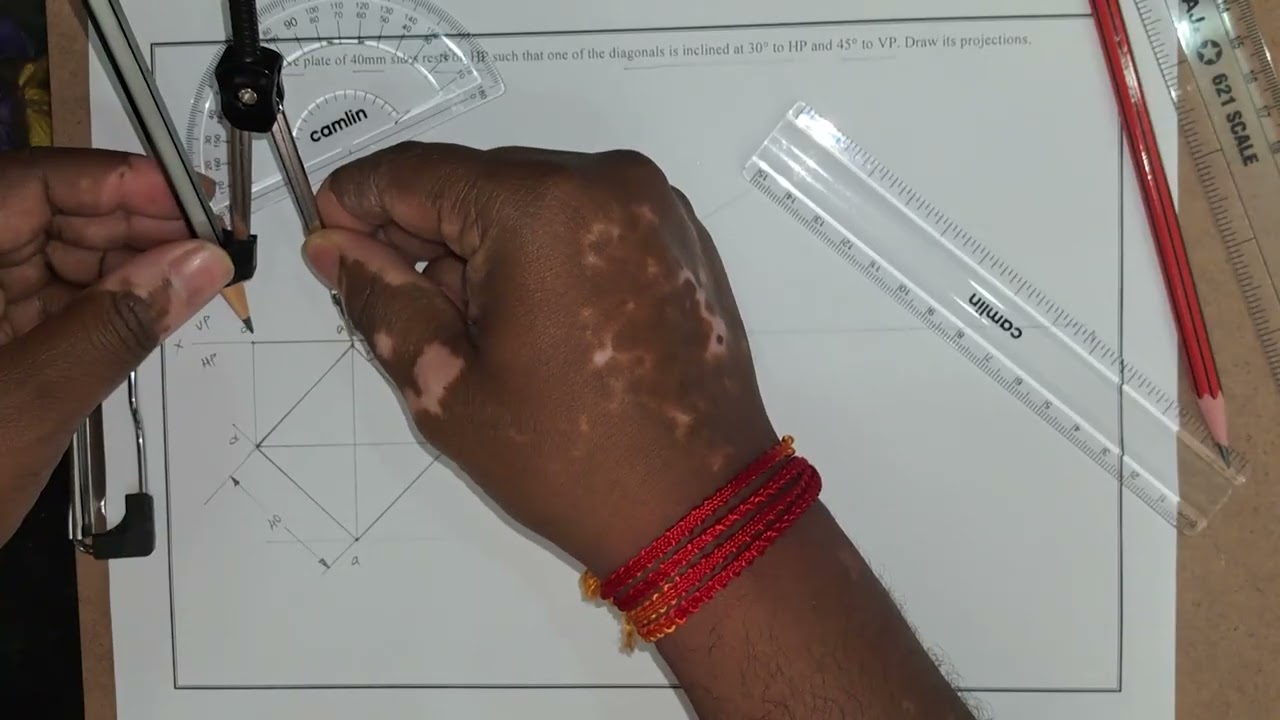 CAED Question 4, Square Lamina, Corner on HP, Beta Angle