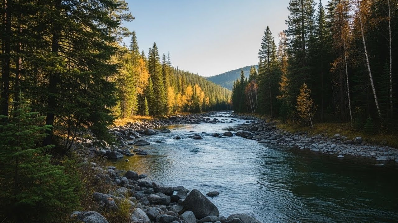 Tranquil River in Forest 🌲🌊 Relaxing Nature Ambience for Focus and Serenity #2104
