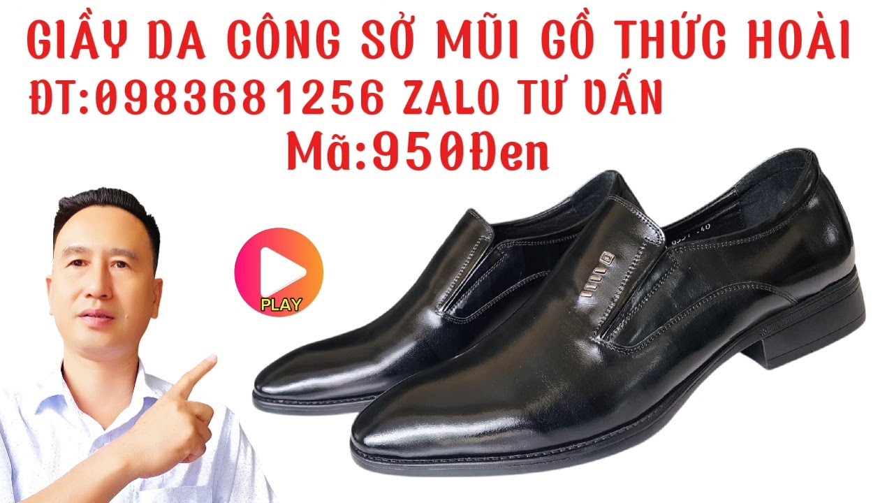 Giầy da công sở mũi gồ cao cấp Thức Hoài