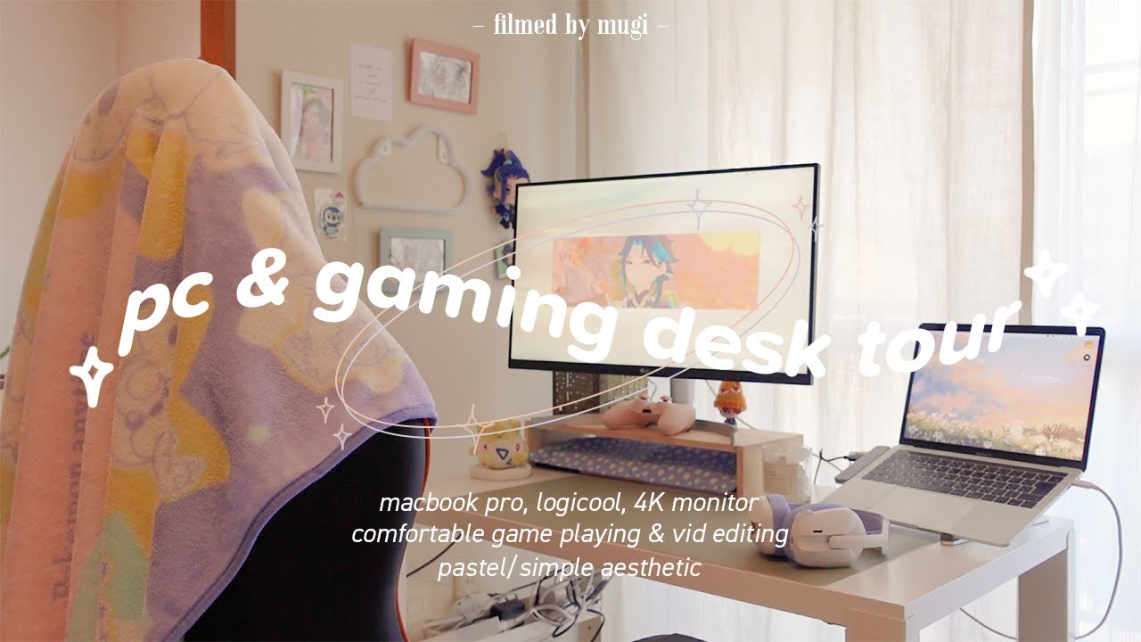 𝙙𝙚𝙨𝙠 𝙩𝙤𝙪𝙧 🎮 オタクのゲーミング＆PCデスクツアー┊Nintendo Switch/ps5/動画編集を快適に,logicool,4Kモニター,macbook,IKEA,3COINS (ENG