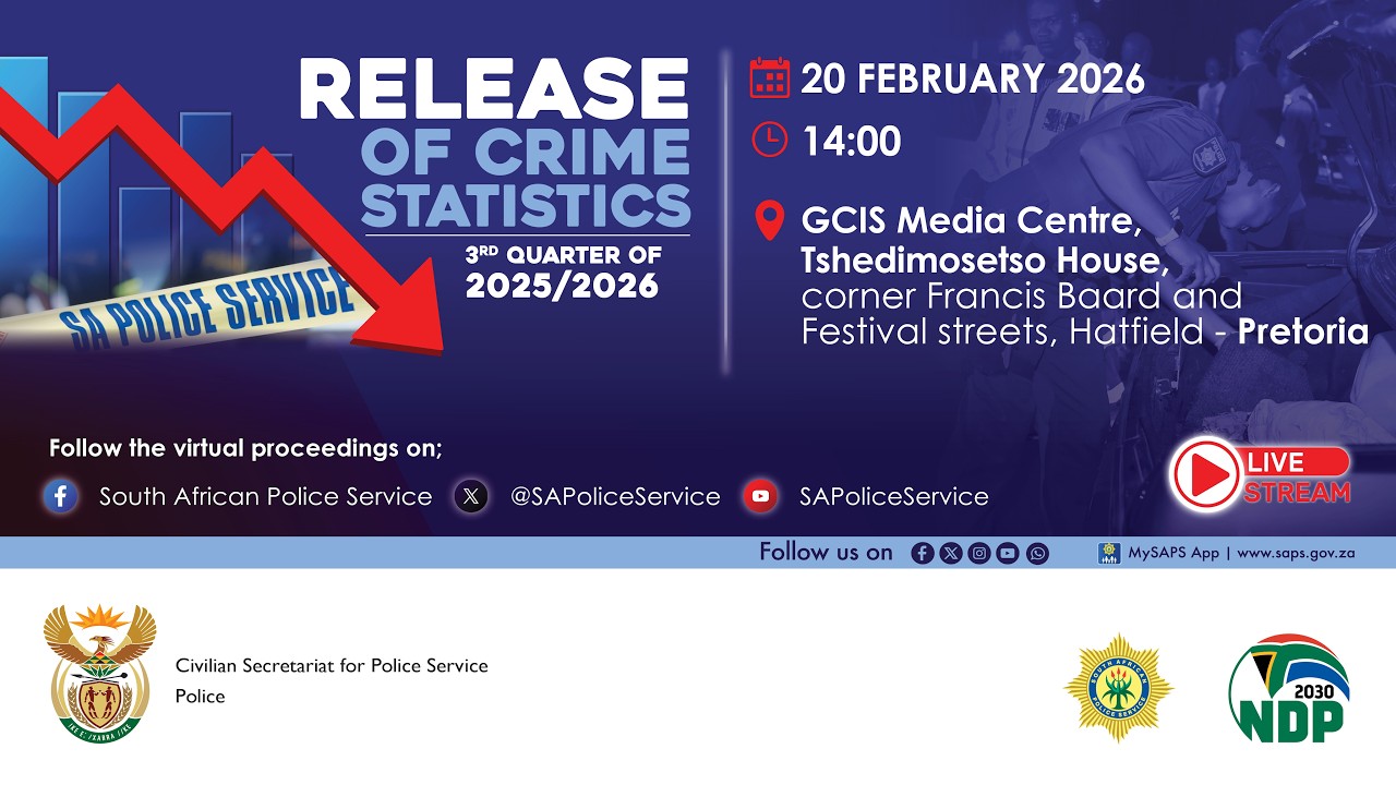 SOUTH AFRICAN POLICE SERVICE RELEASES THIRD QUARTER CRIME STATISTICS