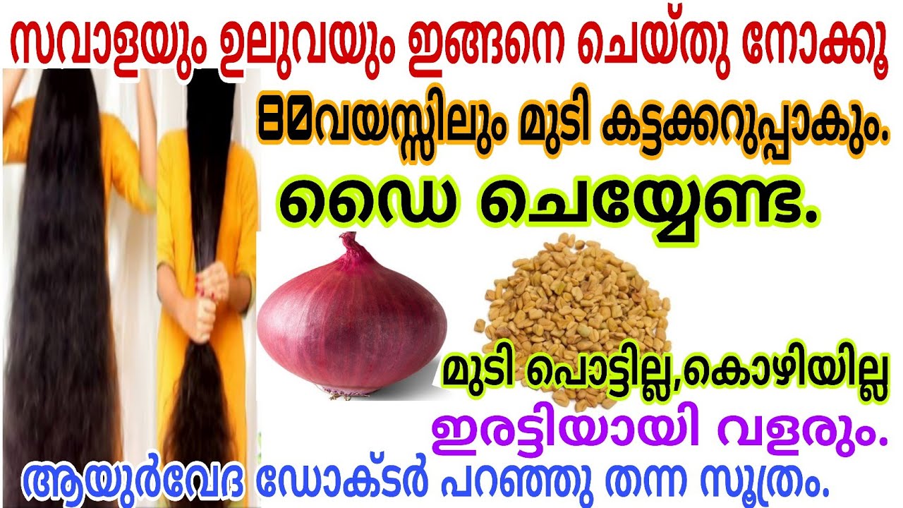 സവാളയും ഉലുവയും ഇങ്ങനെ ചെയ്തു നോക്കൂ മുടി കട്ടക്കറുപ്പാകും|ഒരു മുടി പോലും കൊഴിയില്ല|Natural Hairdye