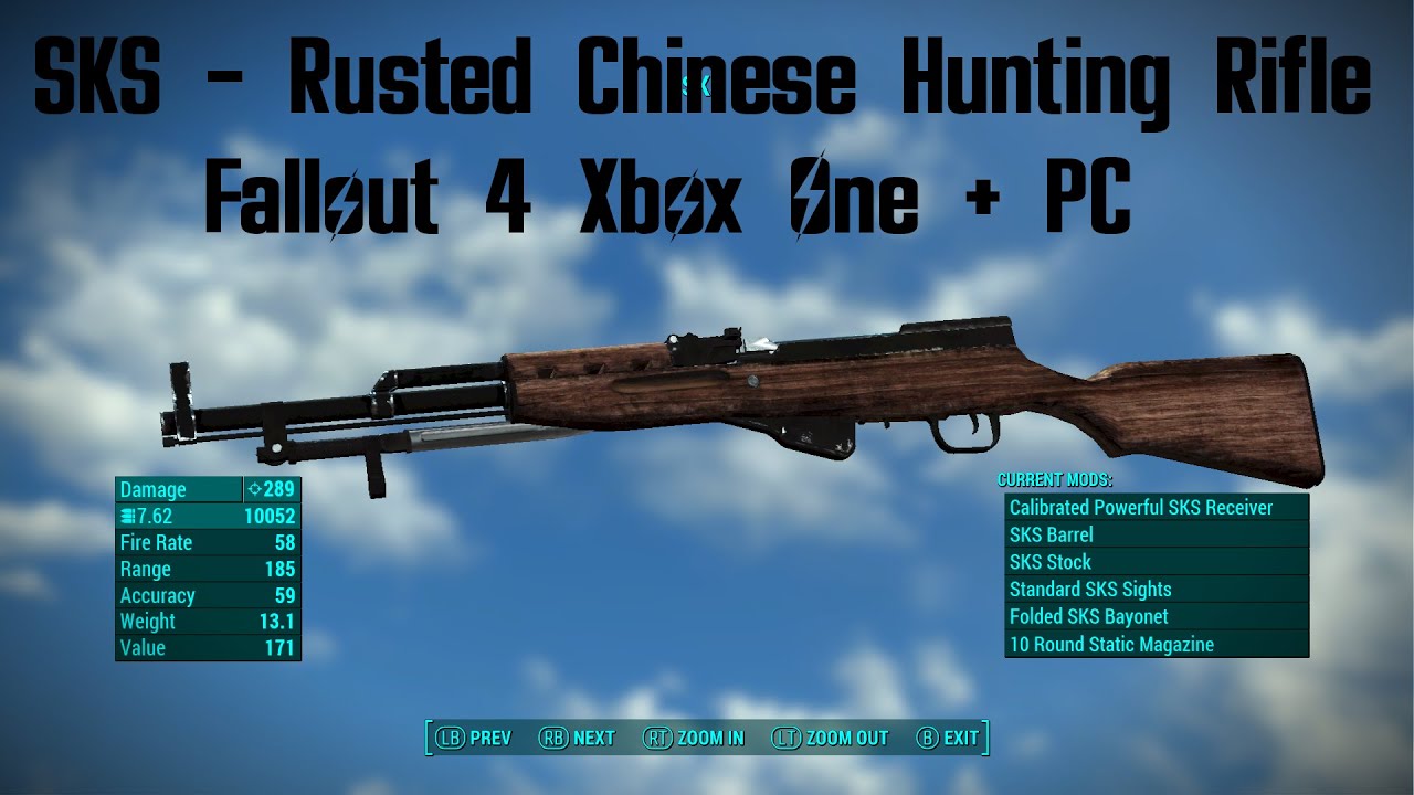 SKS - Rusted Chinese Hunting Rifle Mod Fallout 4 Xbox One (XB1) And PC #Fallout4 #Fallout4Mods #SKS