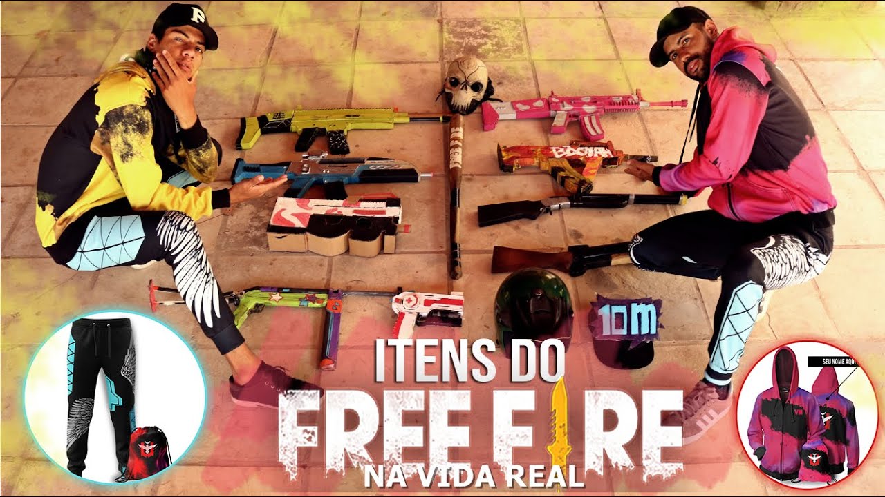 MOSTRANDO TODOS OS ITENS DO FREE FIRE NA VIDA REAL